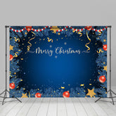 Lofaris Blue Sequin Ball Pine Christmas Photoshoot Backdrop